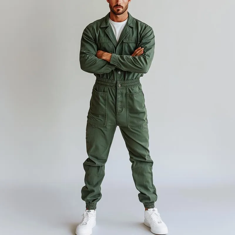 Men's Classic Casual Multi-Pocket Work Jumpsuit 91241406K