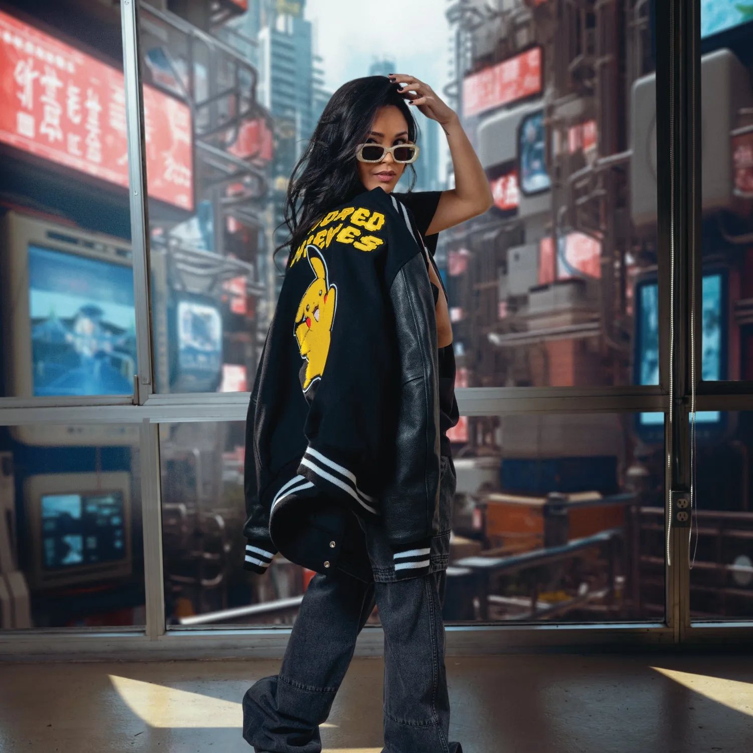 Pikachu Golden Bear Varsity Jacket - Black
