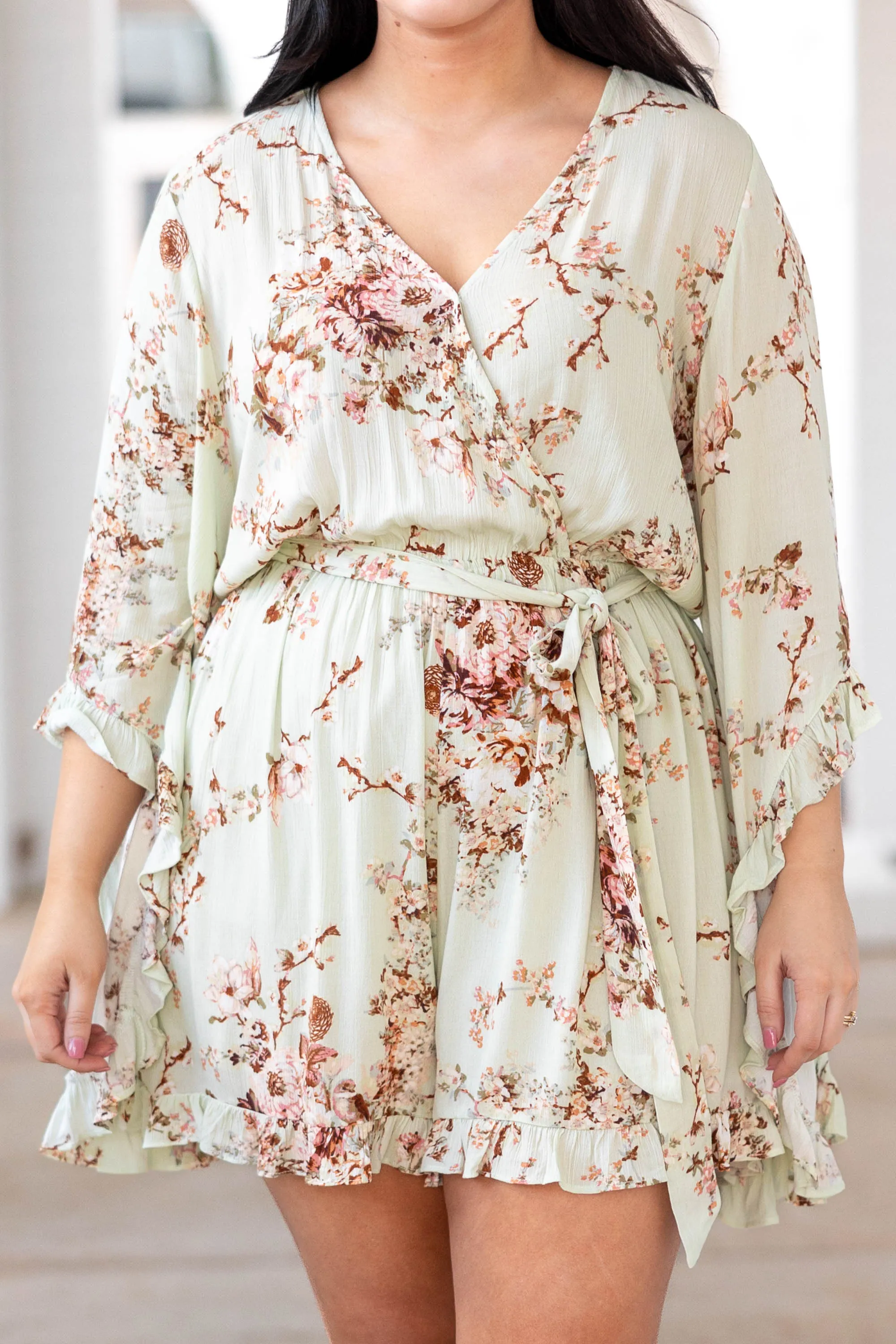 Twisted Memories Romper, Light Green